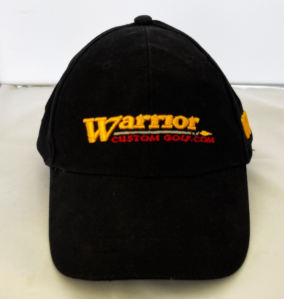 Warrior Custom Golf Hat Black Stitched Adjustable Baseball Cap EUC
