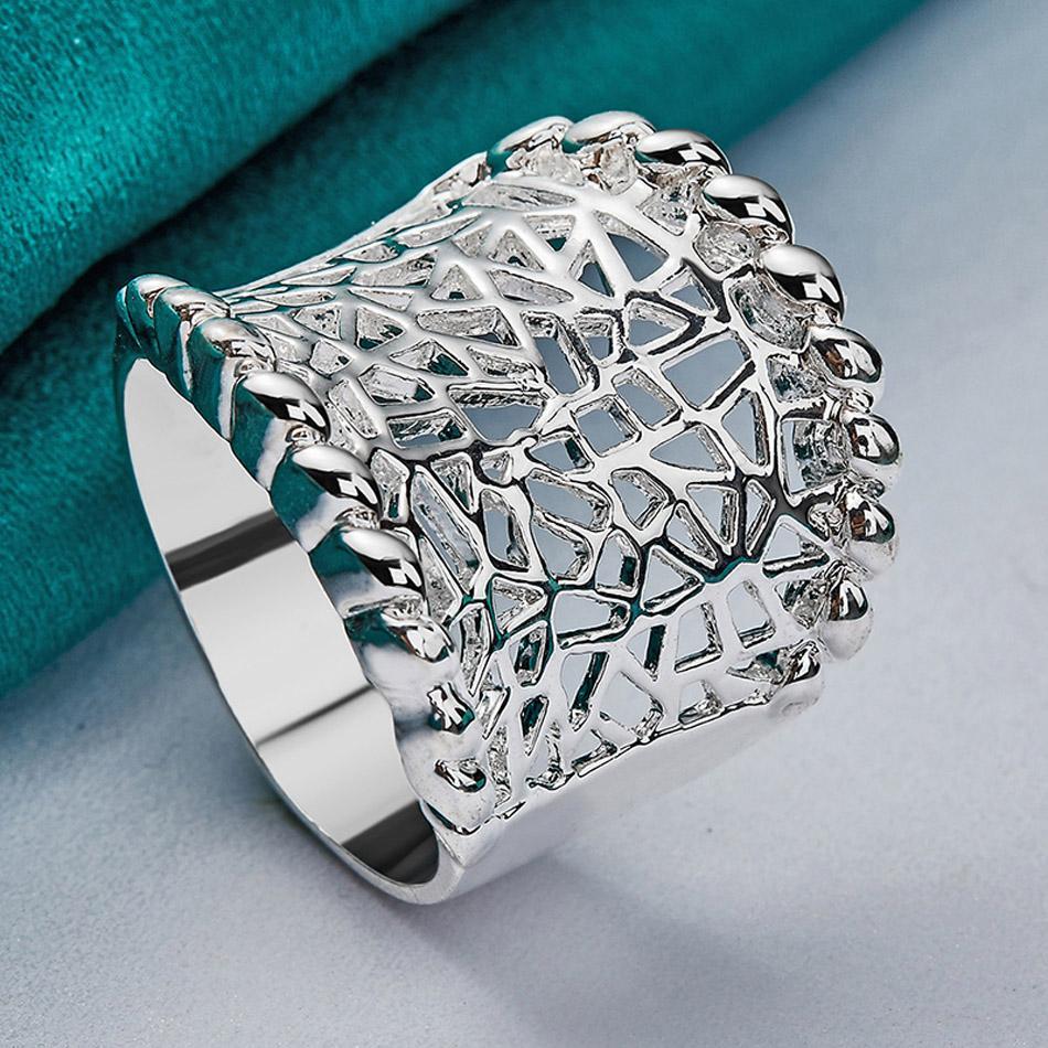 Urmylady 925 Sterling Silver Concave Hollow 7-10 # Ring for Women Wedding Party