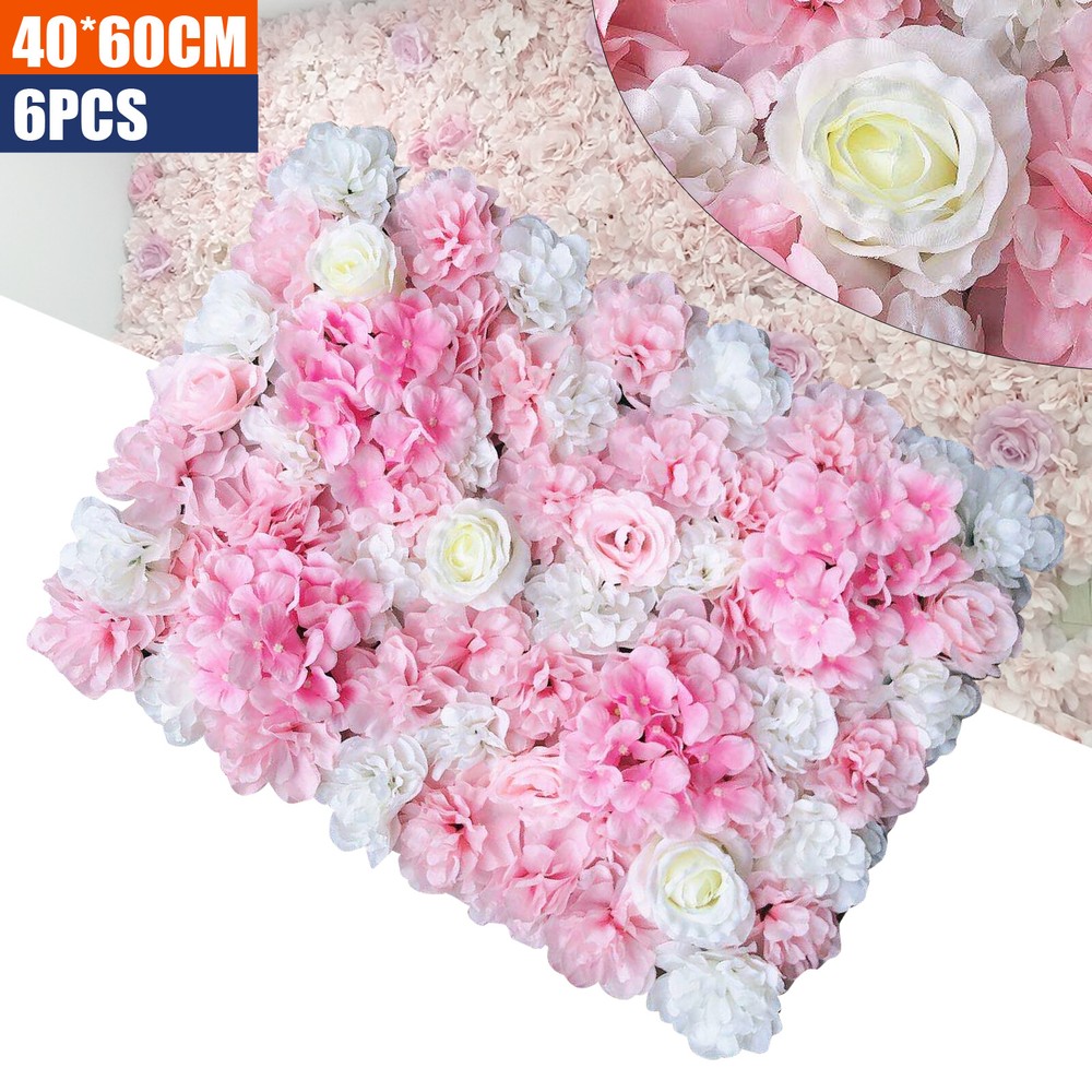 6pcs Artificial Silk Flower Wall Panel Wedding Party Mat Venue Decorations USA