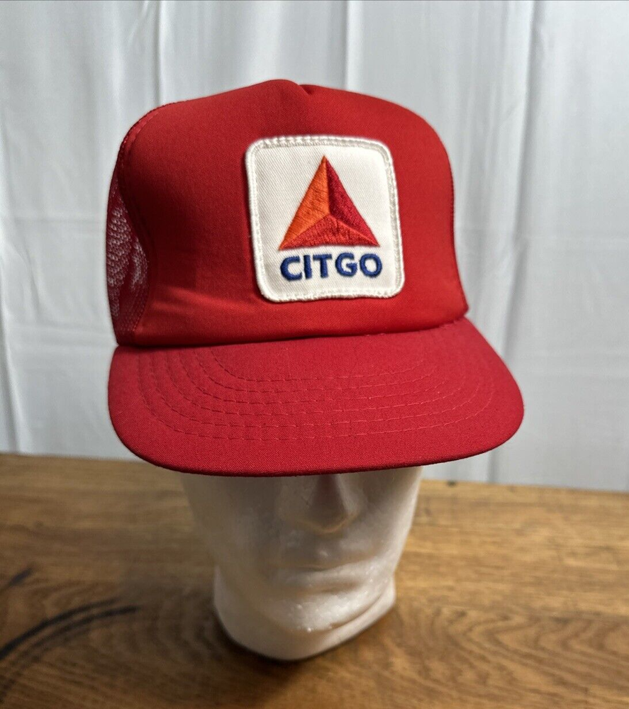 Vintage Citgo Patch Trucker Hat Red Snapback Mesh Cap Pennant Winner K-Products