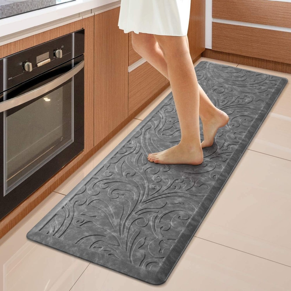 Non-Slip Grey Kitchen Mat Cushioned 1.5x5 Feet Rectangle