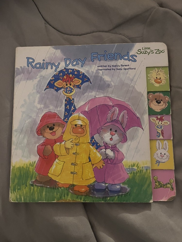 Little Suzy's Zoo Rainy Day Friends BOARD BOOK Tabs Witzy Patches Boof Lulla NEW