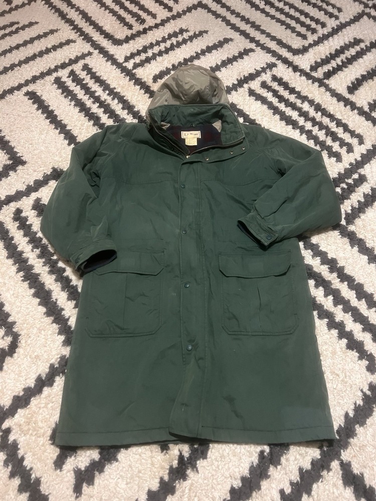 Vintage L.L. Bean Flannel Lined Duster Type Jacket Mens Size Large Tall