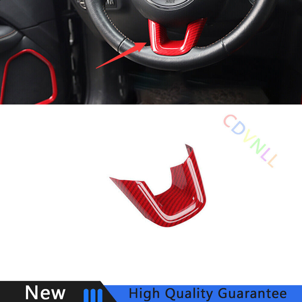 For Jeep Compass 2017-2020 Red Carbon Fiber Car Steering Wheel Panel Cover Trim