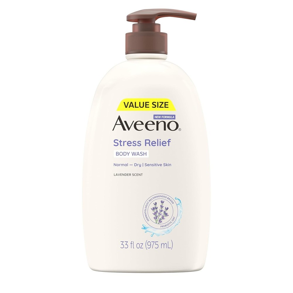 Aveeno Stress Relief Body Wash for Women, Calming Lavender Scent 33 Fl Oz