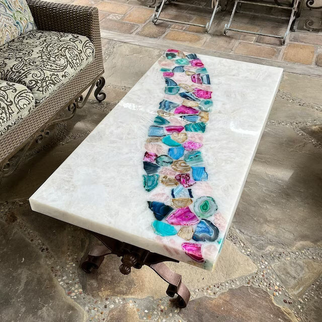Natural Mix Agate Coffee Table Top Agate Side Table Top Home Patio Decor 36
