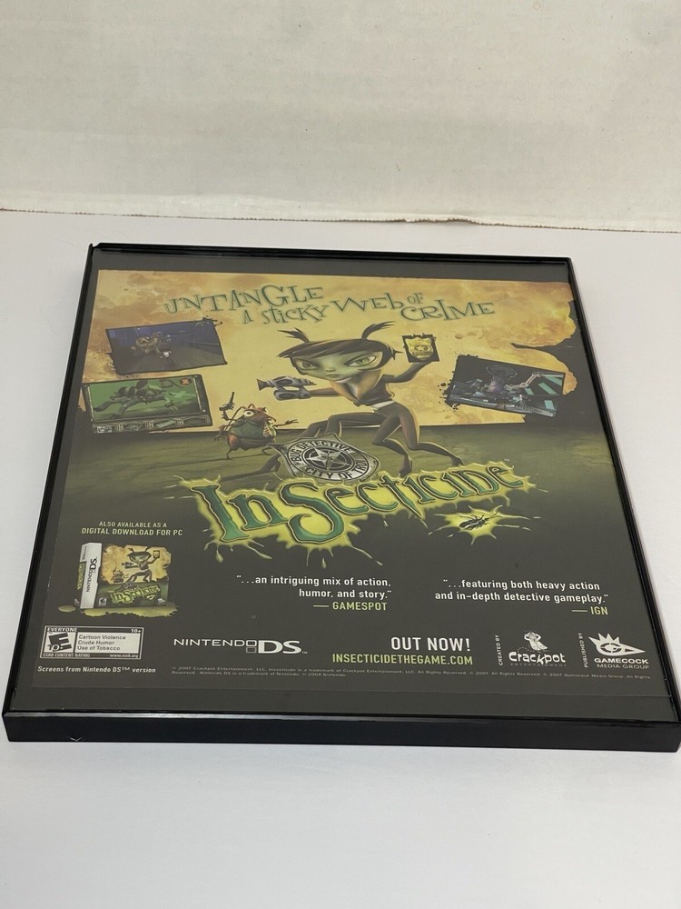 Insecticide Nintendo DS Windows PC 2008 Vintage Magazine Ad/ Art Print Framed