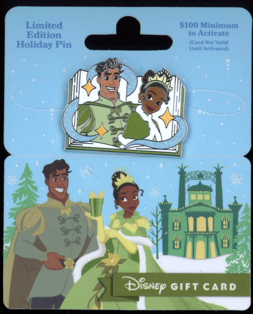 Christmas Gift Card $0 Value Princess and the Frog Tiana Naveen LE Disney Pin-image