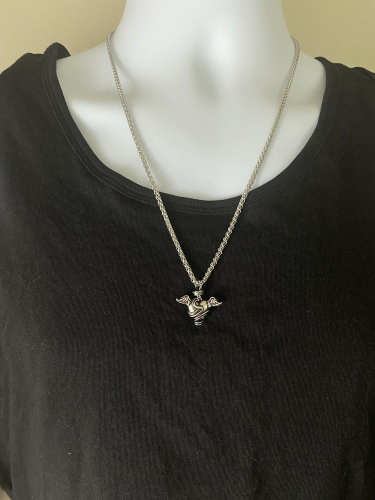 Unisex King Baby Style Chain with Heart and Wings Pendant  