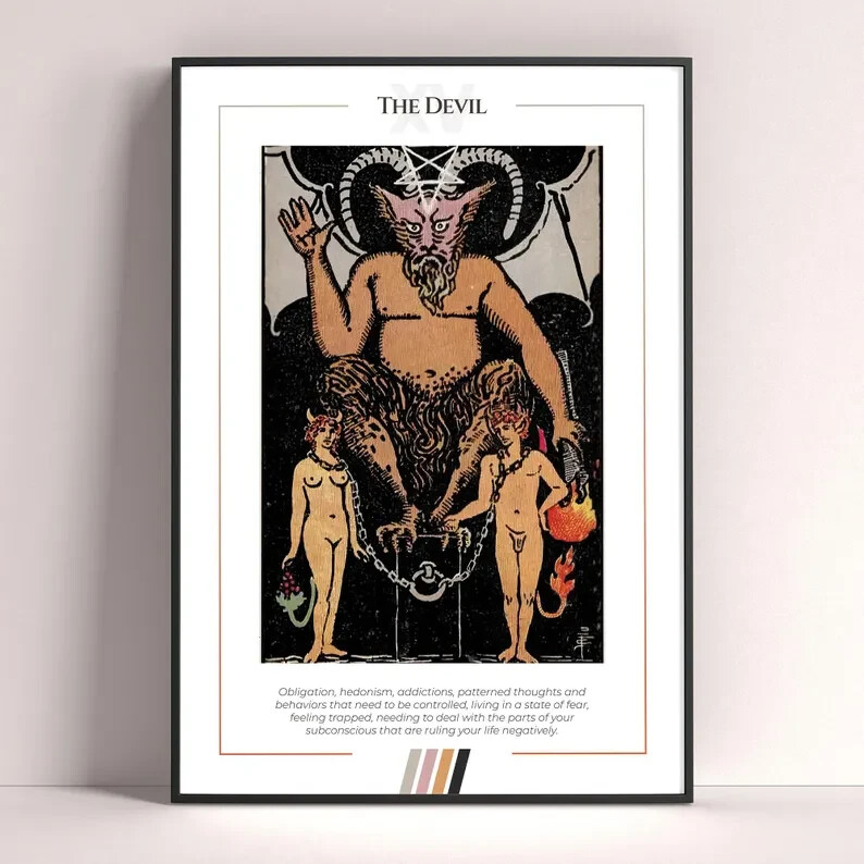 Devil Tarot Card Art Print Digital Download Vintage Tarot Poster