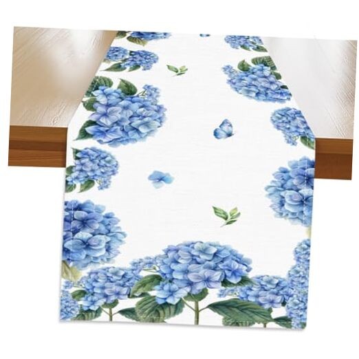 Secret Santa Gifts, Hydrangea Butterfly Table Runner 13x72 Multicolour 0509