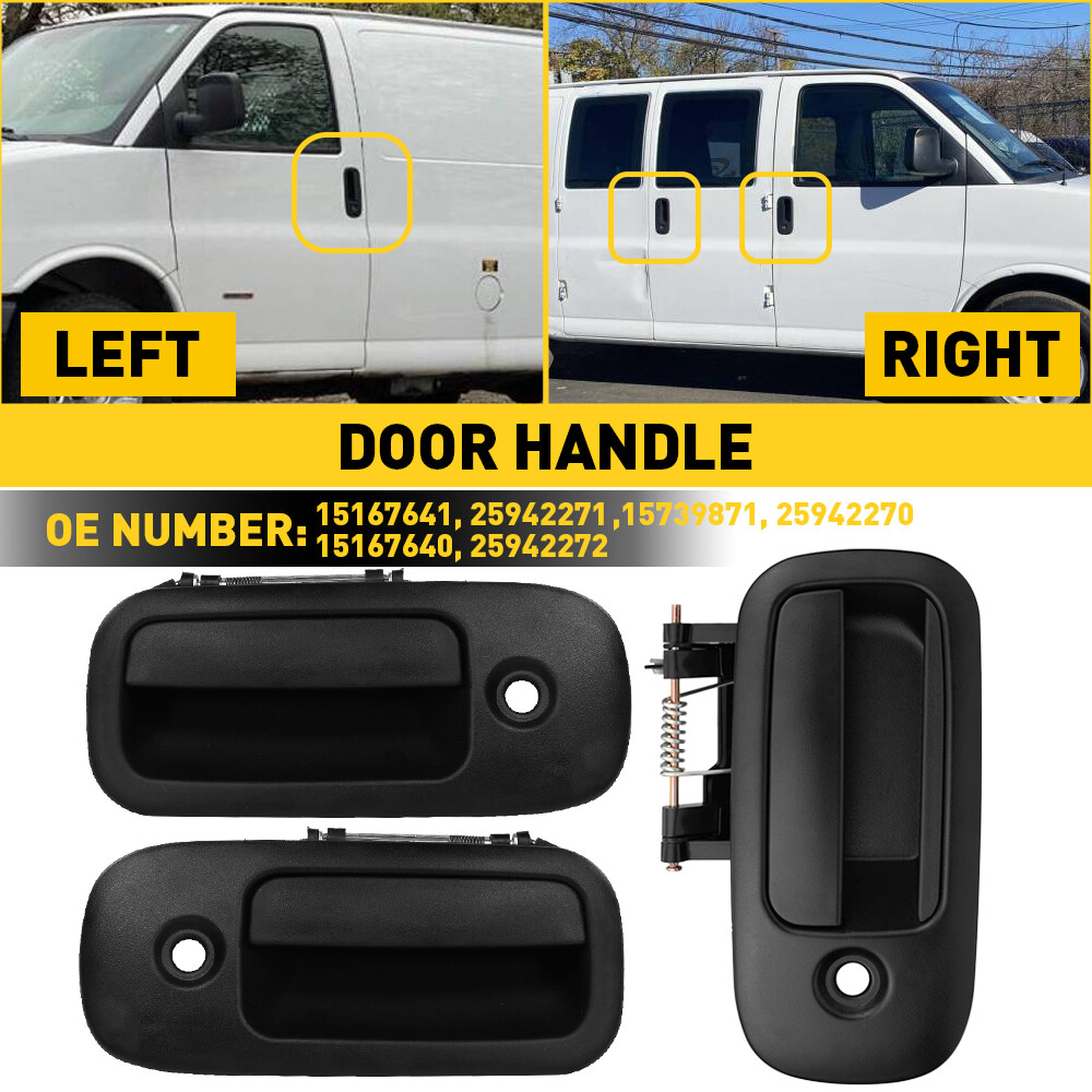 3-Piece Left Right Outside Door Handle Kit for Chevy Express GMC Savana Vans