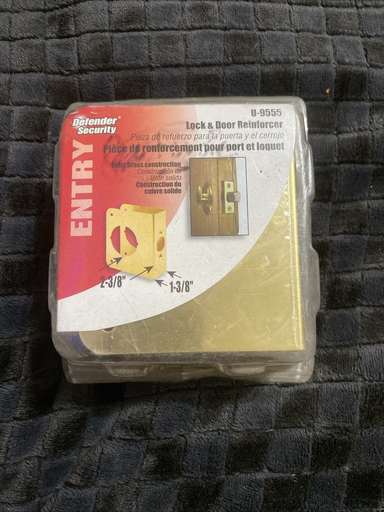 Lock & Door Reinforcer Solid Brass U-9555 Defender Security Entry Door 2-3/8
