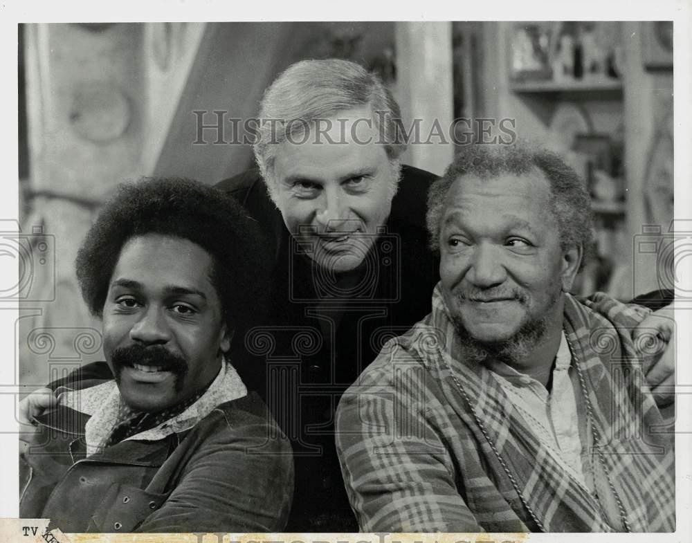 1972 Press Photo Actors Demond Wilson & Redd Foxx with Producer Aaron Ruben