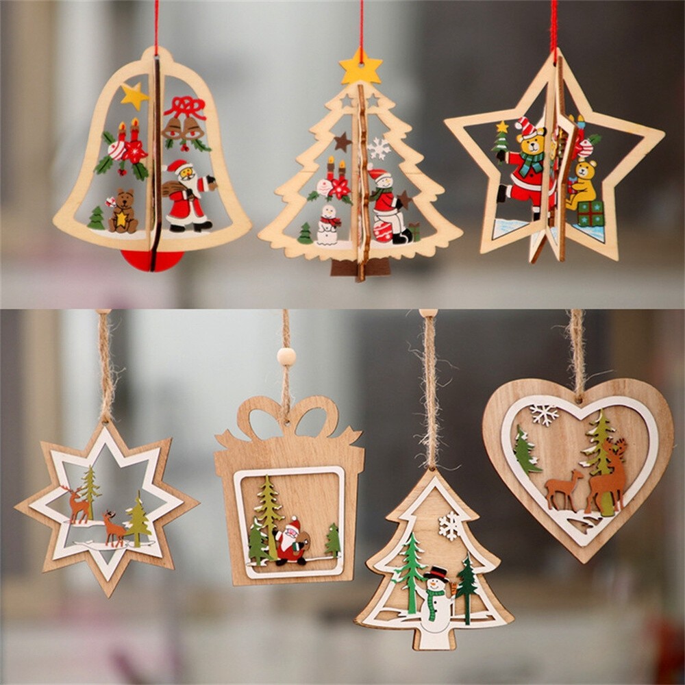 1pc Merry Christmas Gnome Wooden Pendant Christmas Tree Ornament Home Decoration