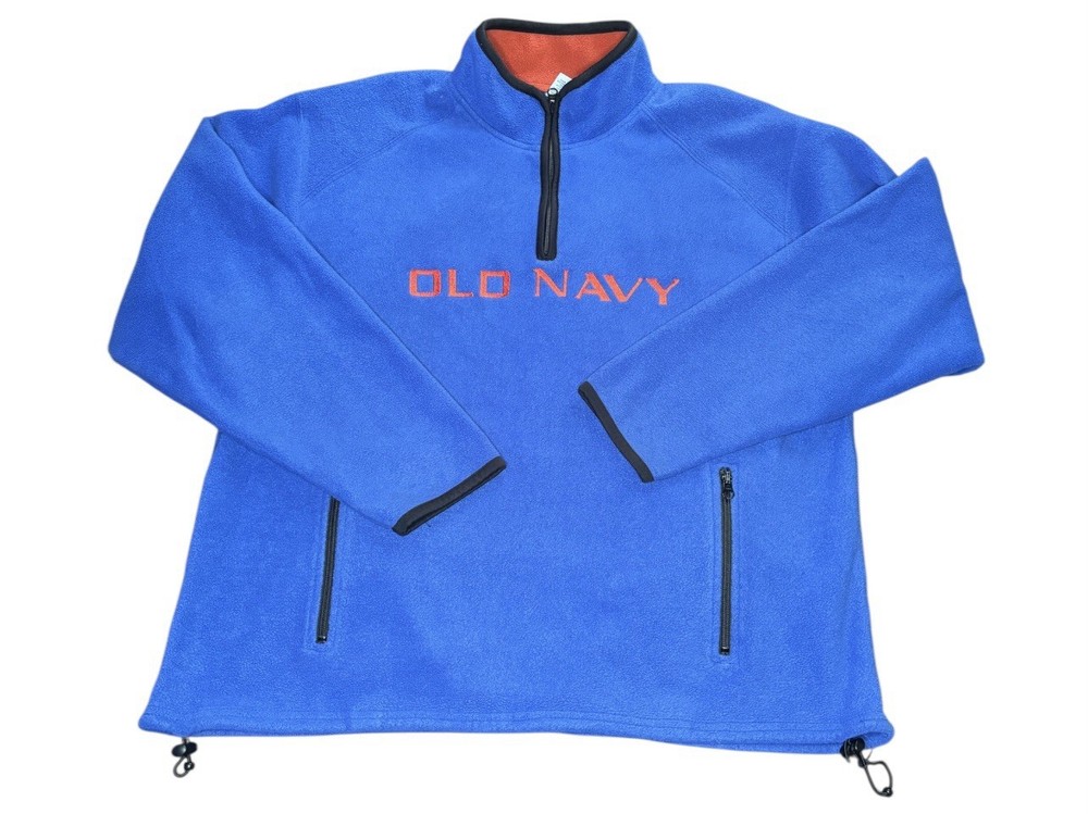 Old Navy Blue & Red Quarter Zip Heavy Jacket Warm Pullover Size XXL