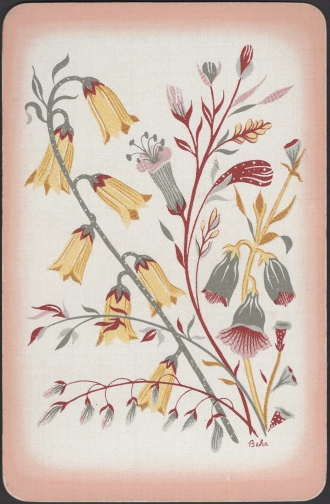 Vintage Artist-Signed Floral Art Playing Card DLR Single Card