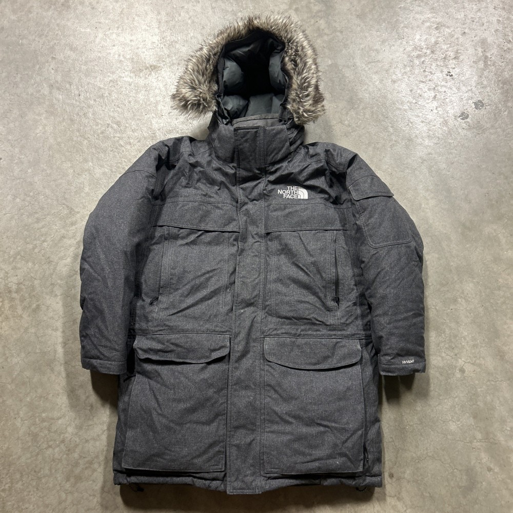 THE NORTH FACE HYVENT McMurdo DOWN Dark GREY FUR PARKA MEN'S SIZE Xl HEAVY