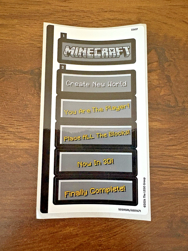 NEW LEGO | Sticker Sheet for Set 21265 Minecraft The Crafting Table