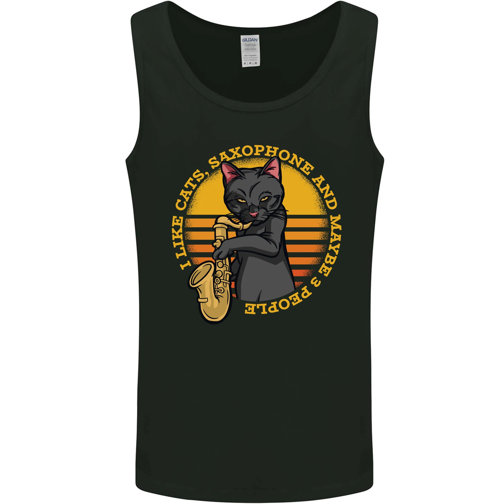 I Like Cats Saxophones & Maybe 3 People Mens Vest Tank Top
