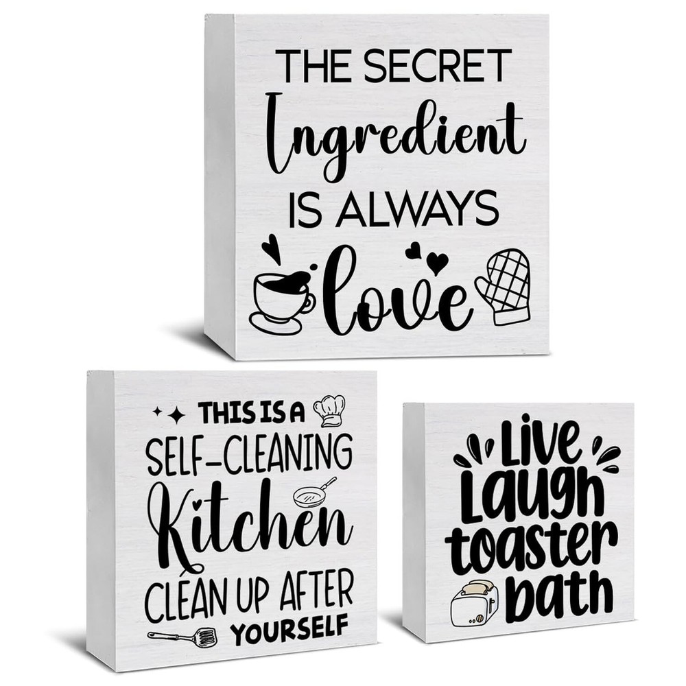 3 Pcs Kitchen Decor for Counter Funny Kitchen Island Wall Decorations Farmhou...