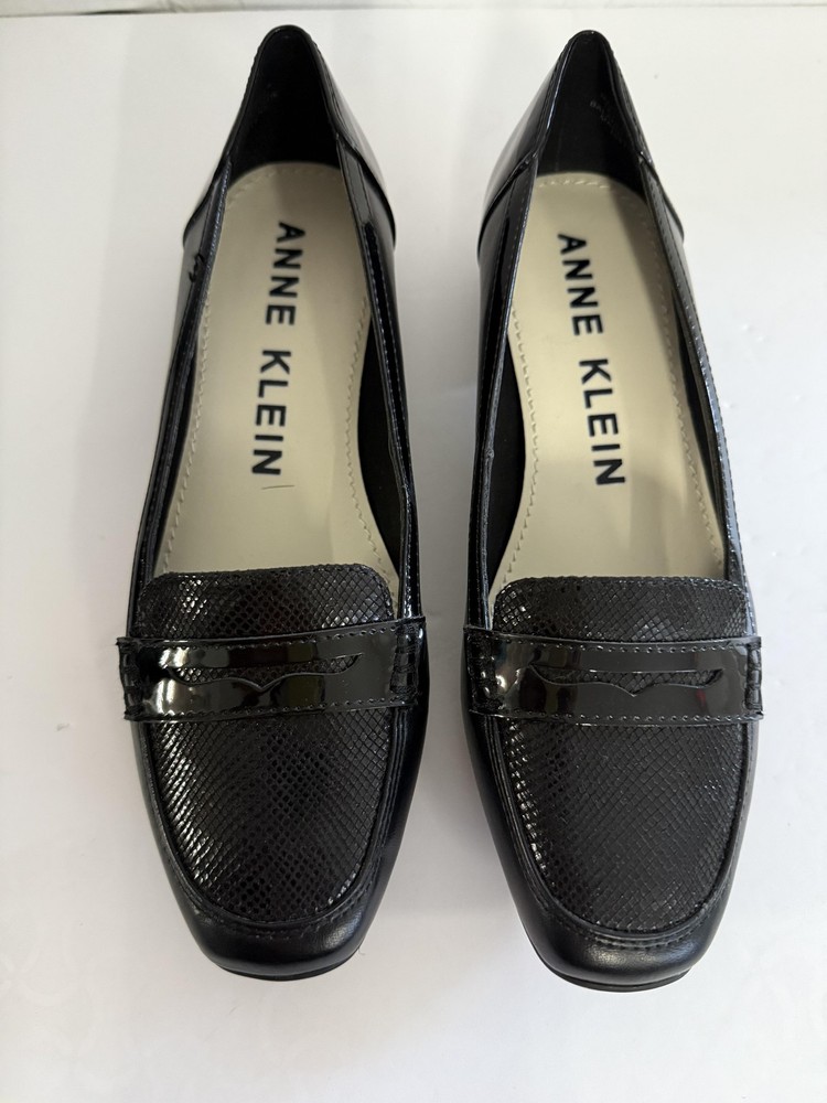 Anne Klein Shoes Womens Size 6 Black Loafers Textured Slip On Dress Comfort