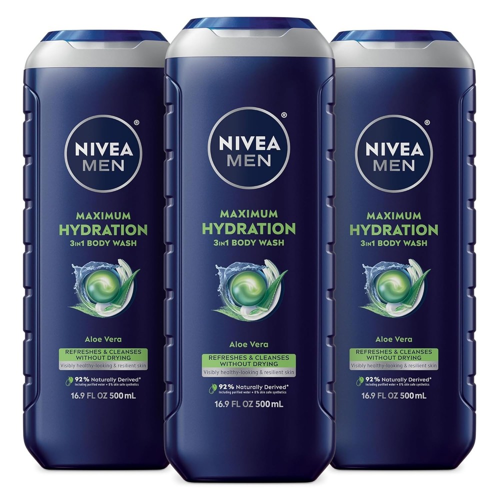 Nivea Men Maximum Hydration Body Wash for Dry Skin 16.9 Fl Oz Pack of 3