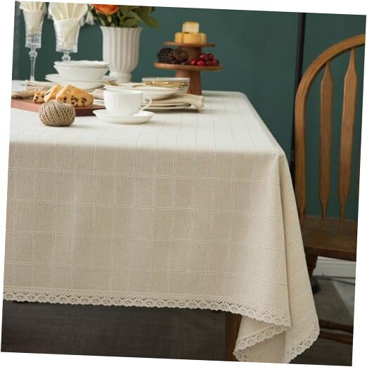 Linen Textured Rectangle/Oblong Tablecloth with 70