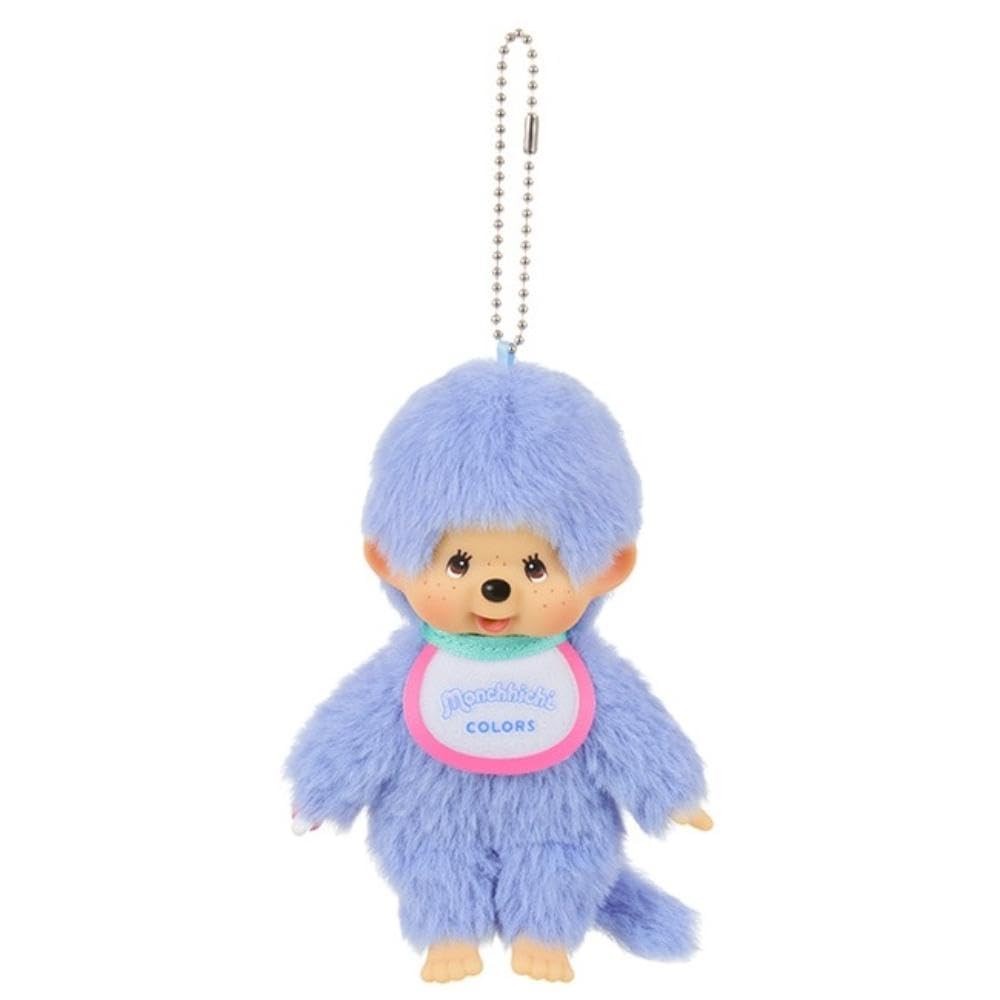 Monchhichi Blue Plush Keychain Sekiguchi Colorful Japan Collectible Mascot