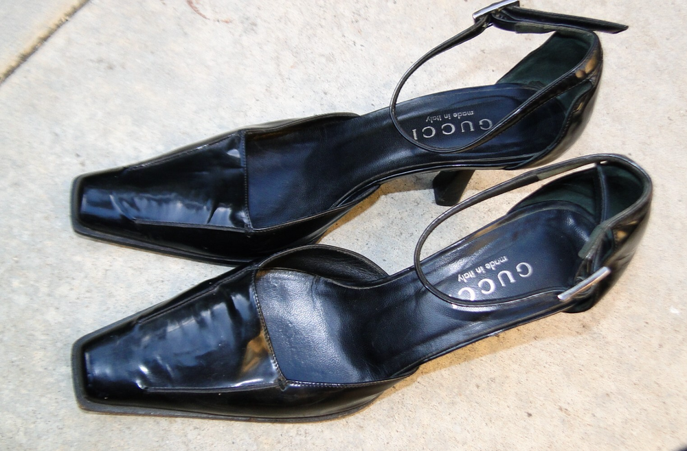 Vintage Gucci Black Patent Leather Slingback Heels Size 35.5C 5 US