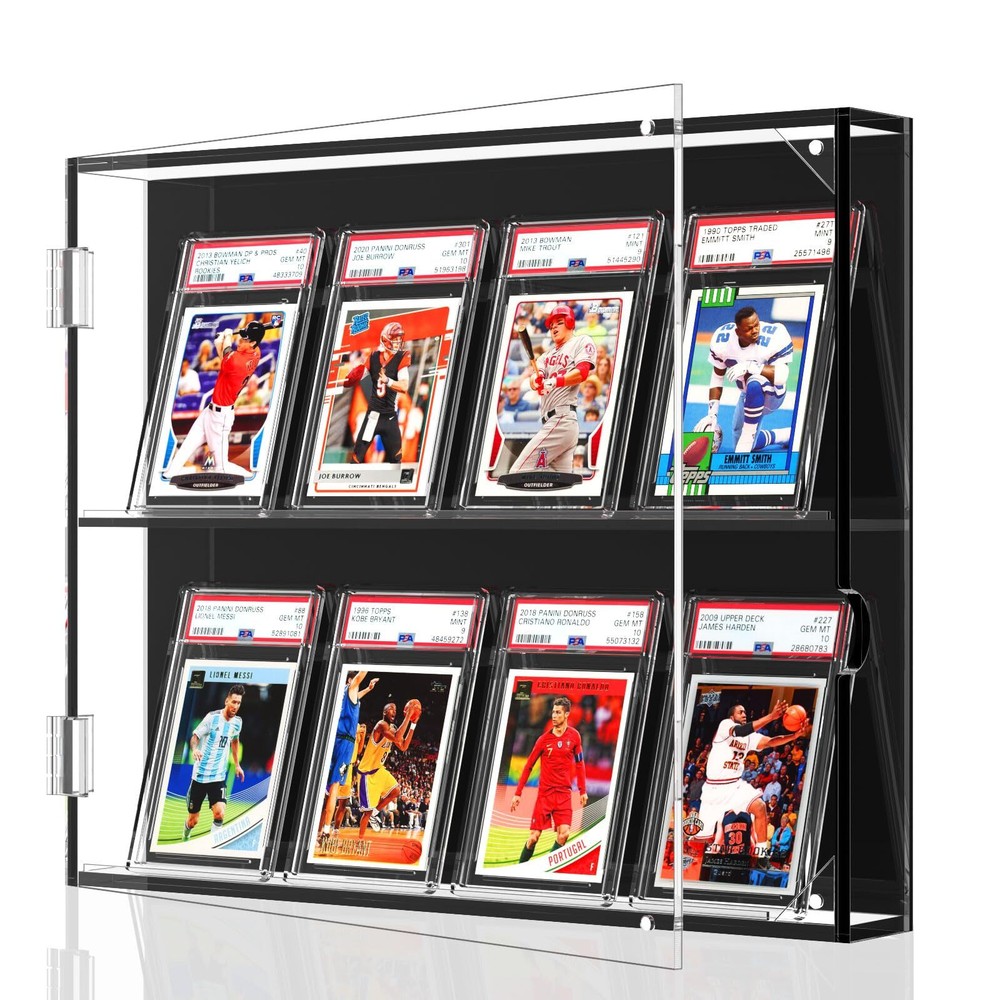 8 Graded Cards Acrylic Baseball CARD DISPLAY CASE Clear UV Wall Mount