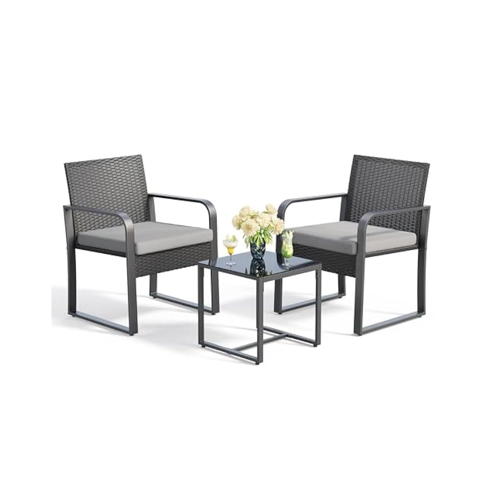 Comfortable Rattan Chairs, High,Density Cushions, Outdoor Living Set