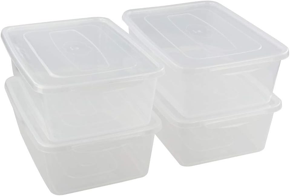 Clear Plastic Storage Bin, 14 Quart Latching Box Container with Lid, 4 Pa