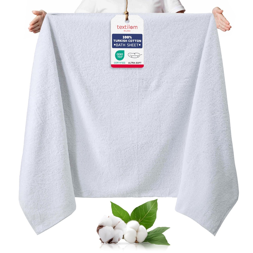 Turkish Cotton Oversized 40x80 Bath Sheets Soft Absorbent White Luxury Towel