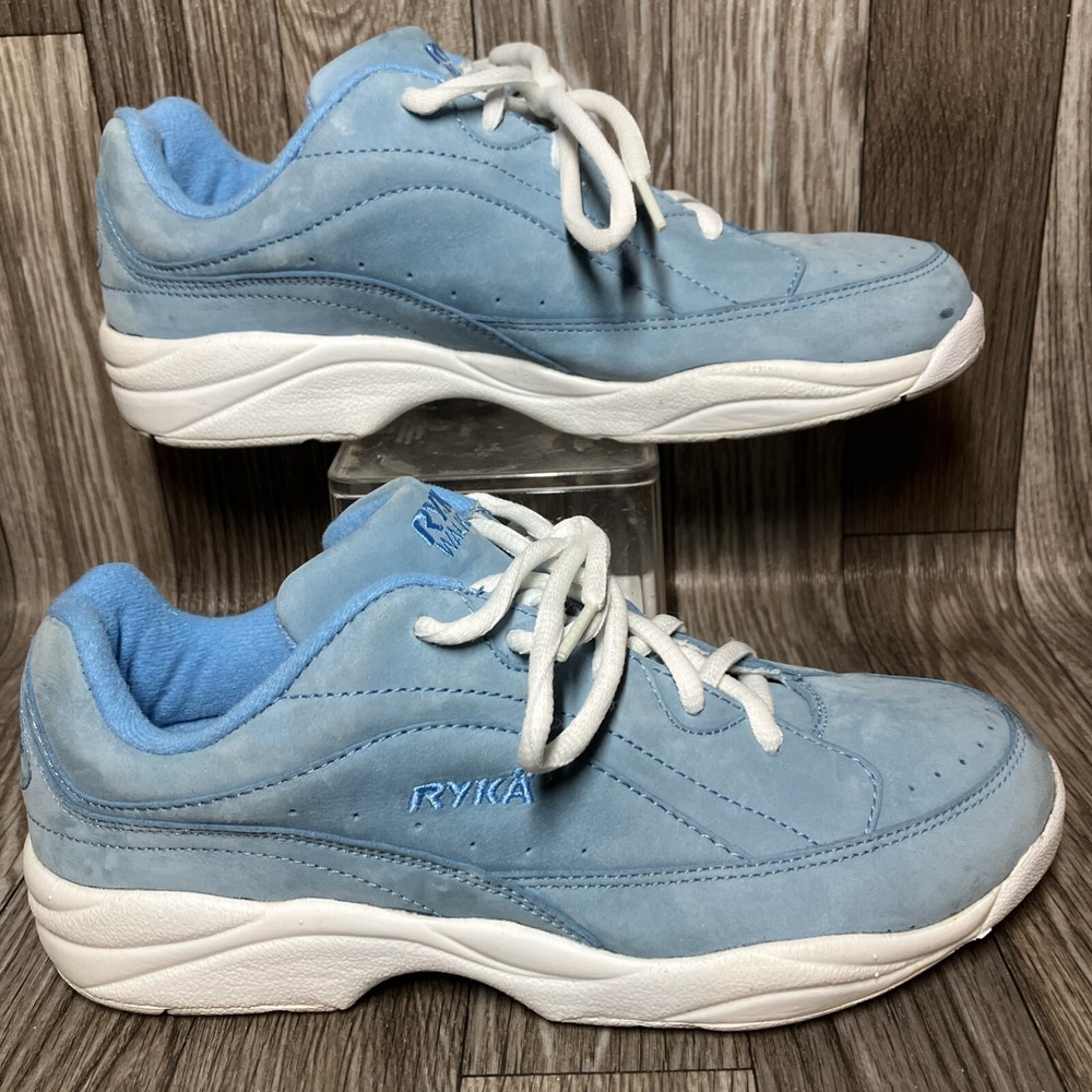 Ryka Cindee Sky Blue Velvet Walking Sneaker Lace Up Shoes Womens 8.5 M Comfort