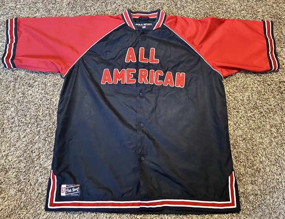 Vintage Polo Sport Ralph Lauren All American Baseball Jersey Shirt 90s L