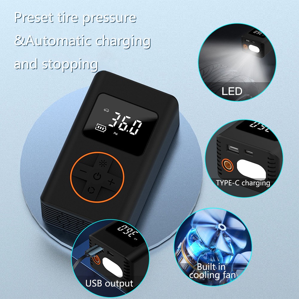 Portable 150 PSI Mini Electric Car Tire Pump Self-Propelled Air Compressor