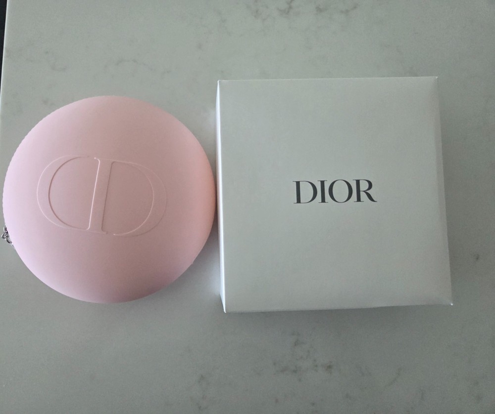 Dior Pink Silicone Round Makeup Pouch Travel Bag