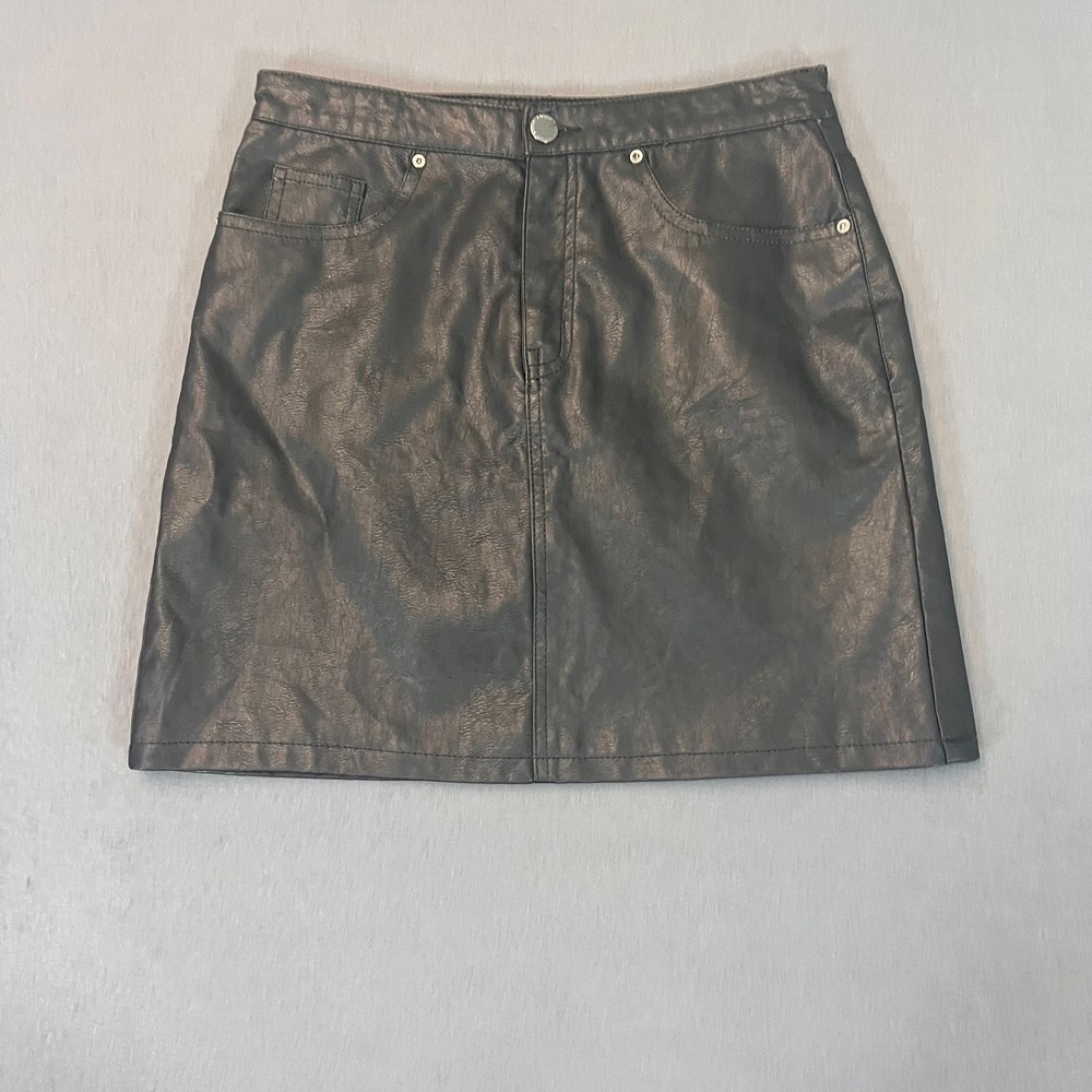 H&M Divided Faux Leather Pleather Mini Lined Skirt Womens Sz 6 Black Y2K Hot NWT