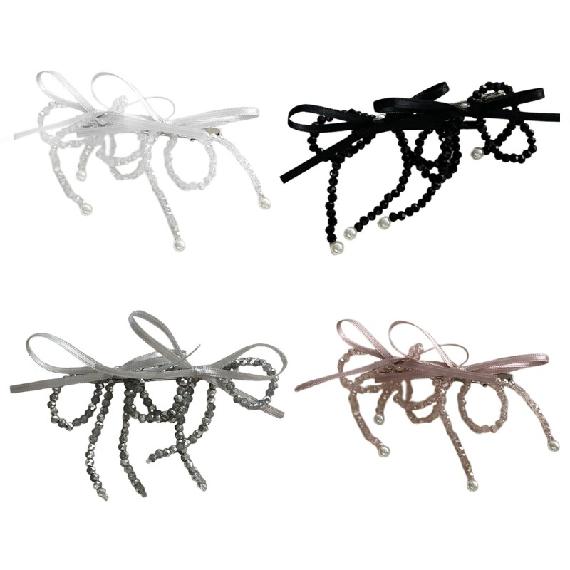 Elegant Acrylic Bead Bowknot Hair Clip for Weddings Parties Special Occasions