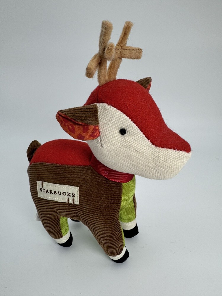 Starbucks Patchwork Reindeer Winter Christmas 8” Plush 2008 Stuffed Animal Toy