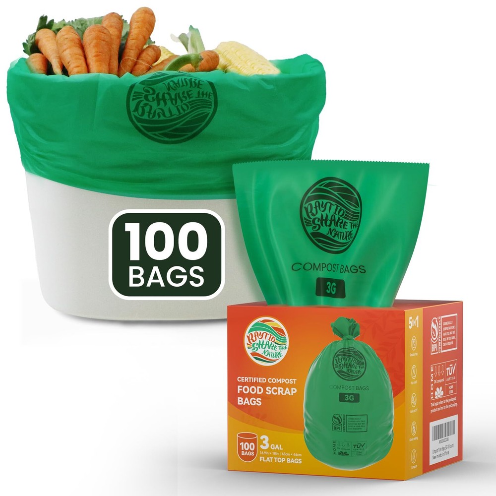 3 Gallon Compostable Trash Bags for Countertop Bins and Food Scraps