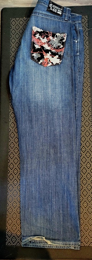 Y2K Embroidered Baggy Jeans for Men Retro Style