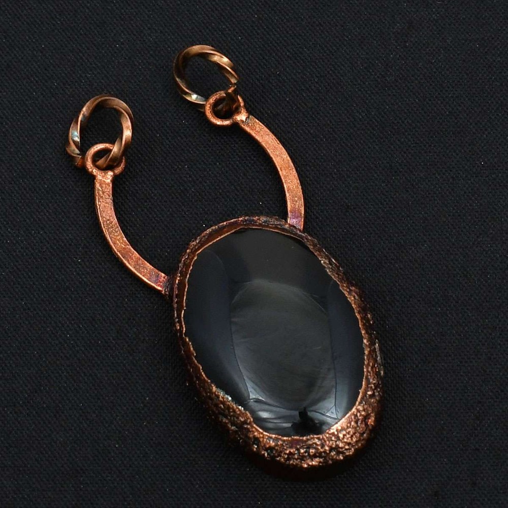 Black Onyx Electroform Handmade Ethnic Pendant Jewelry 2.2 Inches AP-73955