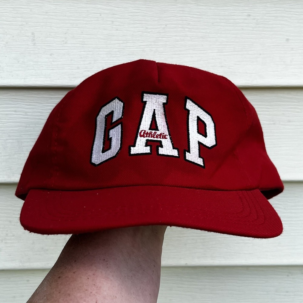 Vintage Red GAP Athletics Red Snapback Hat Tonal Interior Made In USA Rare