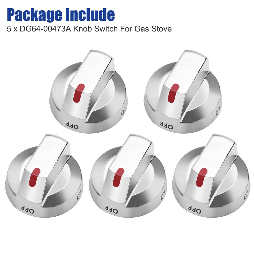 5 Pack DG64-00473A Range Top Burner Control Knob For Samsung Oven AP5917439