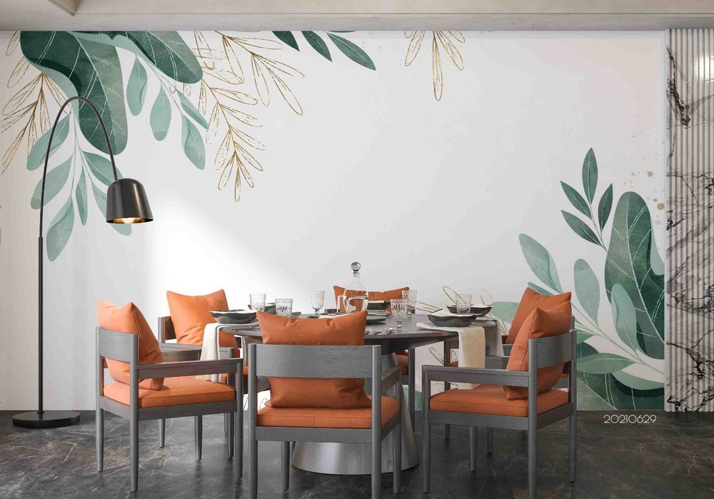 3D Plant Leaves Watercolor Wall Murals Wallpaper Murals Wall Sticker 2