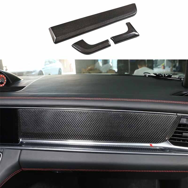 17-21 For Porsche Panamera Strip Trim Central Console Dashboard Dry Carbon Fiber