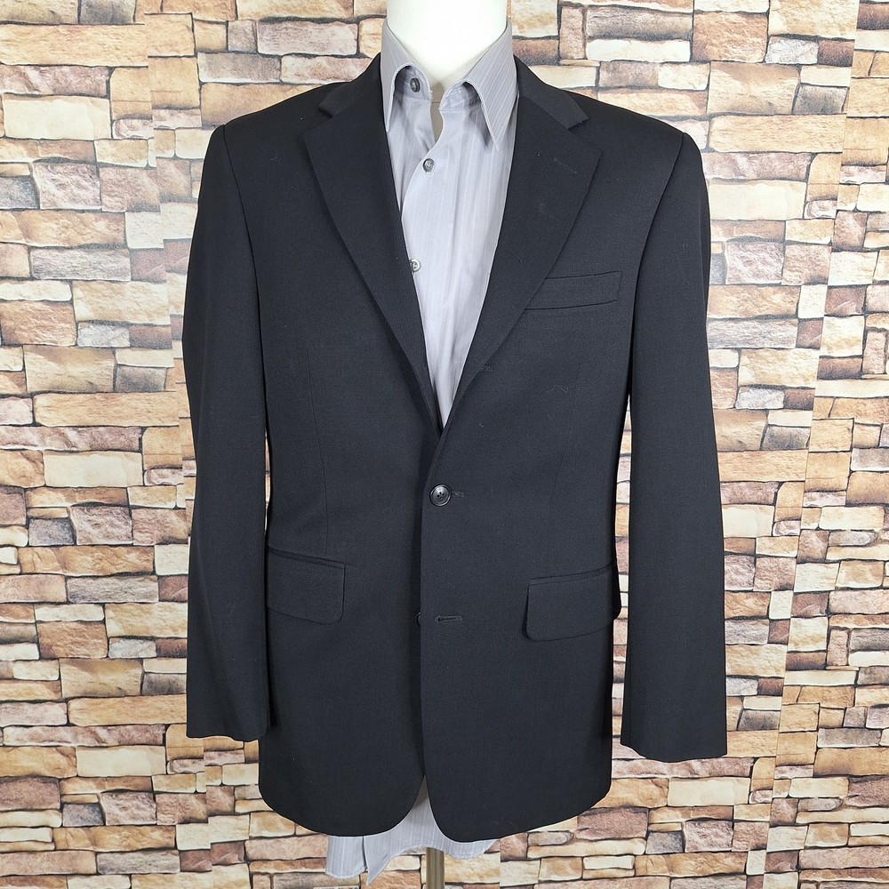 Versini Mens 36R Black 3-Button Wool Korea Blazer Suit Jacket Ventless