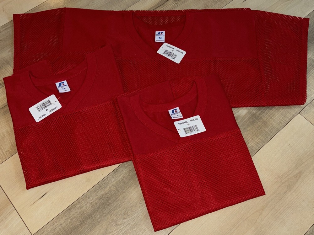 Lot Of 3 Men’s Vintage Russell Athletic Red Mesh Jersey Med Deadstock NWT